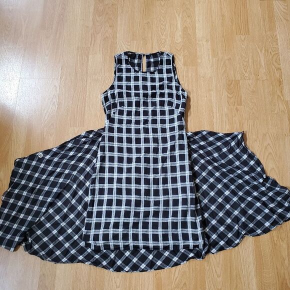 ✨ RAG & BONE ✨ Brighton Plaid Tank Wrap Skirt Dress - [XS, Black & White] - Picture 10 of 16